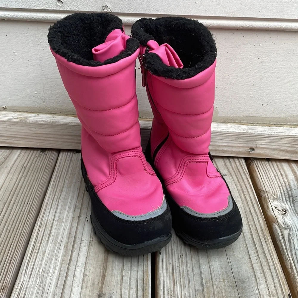 Khombu Girls Pink Waterproof Winter Snow Boots Insulated Youth Size 11M
